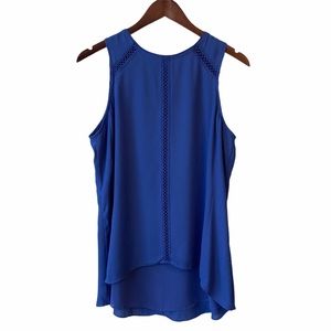 WHBM BLUE SLEEVELESS HI-LOW TUNIC